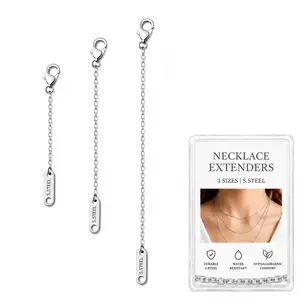 Silver Necklace Extenders for Women, Adjustable Chain Extender Set for Necklace Bracelet Anklet, 3 Pieces 2" 4" 6" Jewelry Chain Extenders