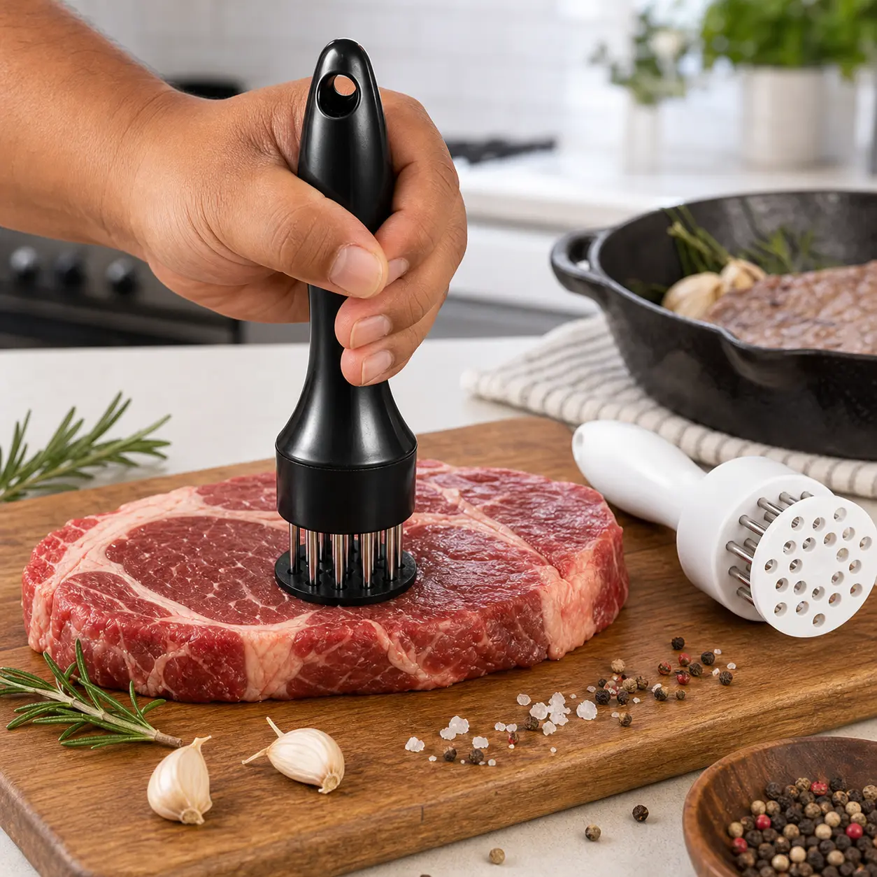 Stainless Steel Meat Tenderizer Tool for Steak, Chicken & Pork – Needle Tenderizer for Faster Marinating & Juicier Meat