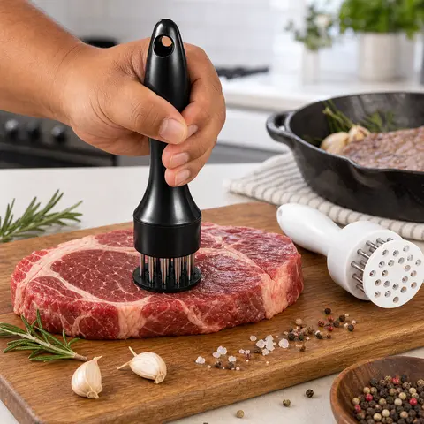 Stainless Steel Meat Tenderizer Tool for Steak, Chicken & Pork – Needle Tenderizer for Faster Marinating & Juicier Meat