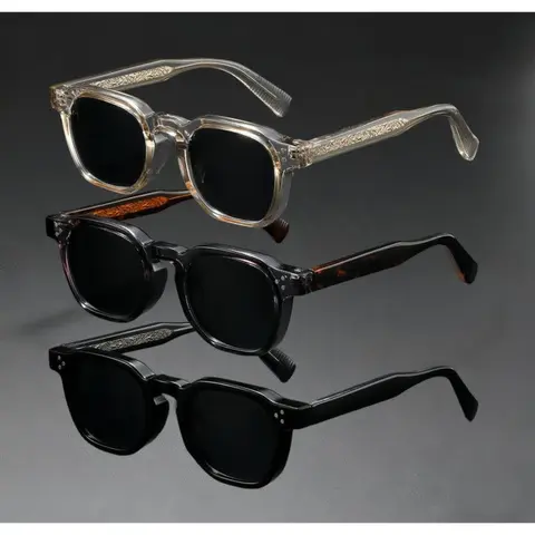 Retro Square Sunglasses 3-Pair Set - Effortless Chic Vintage Vibe, Durable Acetate Frames, Square Shape, Lightweight Fit, Full UV400 Protection, Unisex Comfortable All-Day Wear for Sports & Outdoor Cycling