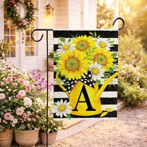 Personalized Sunflower Bee Initial Letters Garden Flag – Summer Last Name Sign, Yard Art for Grand Spring Porch & Patio