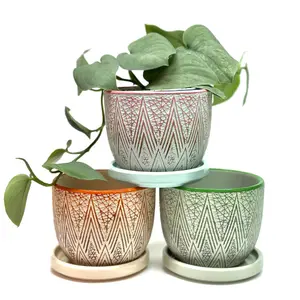 Peak Design Planter Pot 3" Garden Flower Ceramic Indoor Outdoor Plant Pots With Drainage and Saucer