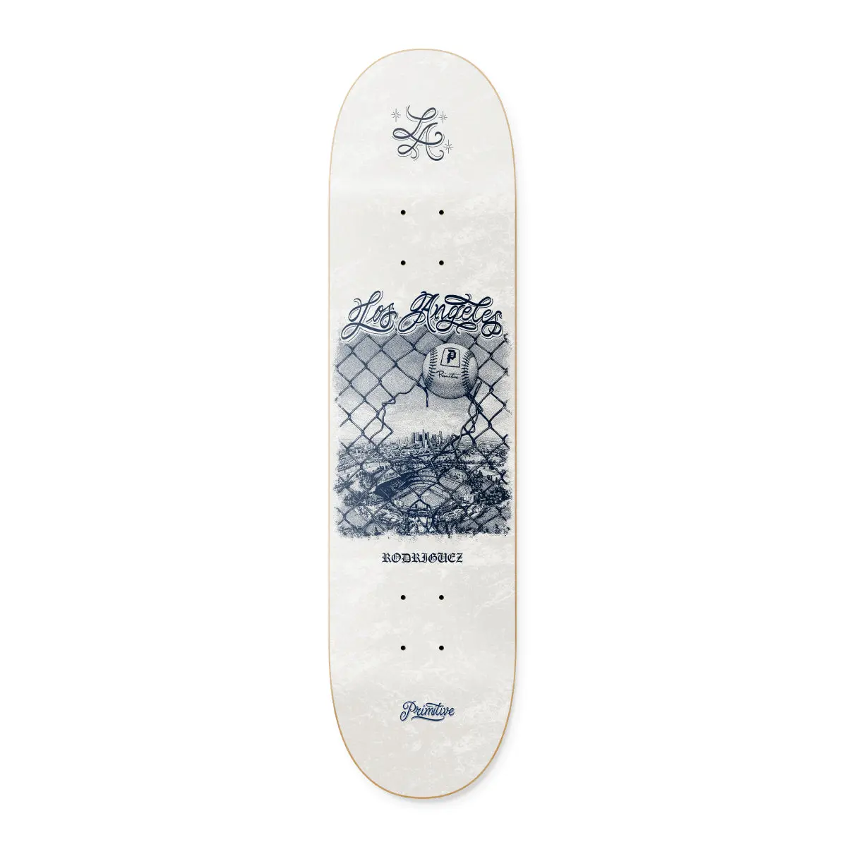 PRIMITIVE APPAREL Rodriguez Homerun Shaped Skateboard Deck - 8.25" Medium Concave - 7-Ply Hard Rock Maple with Screen Print Graphic
