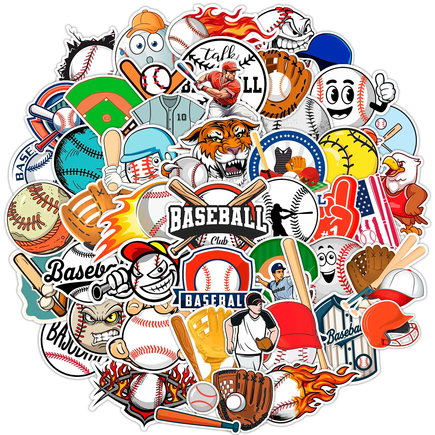 Baseball Sticker Pack 70 PCS Vinyl Waterproof Stickers for Laptop Water Bottle Helmet Scrapbook Skateboard Kids Teens Adults Sports Fans Party Favors Aesthetic Decorations