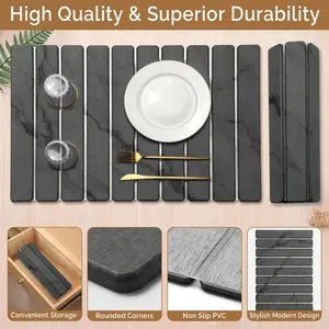 Diatomaceous Earth Dish Drying Mat, Quick-Dry Kitchen Countertop Absorbent Mat, Foldable Design for Dishes and Utensils