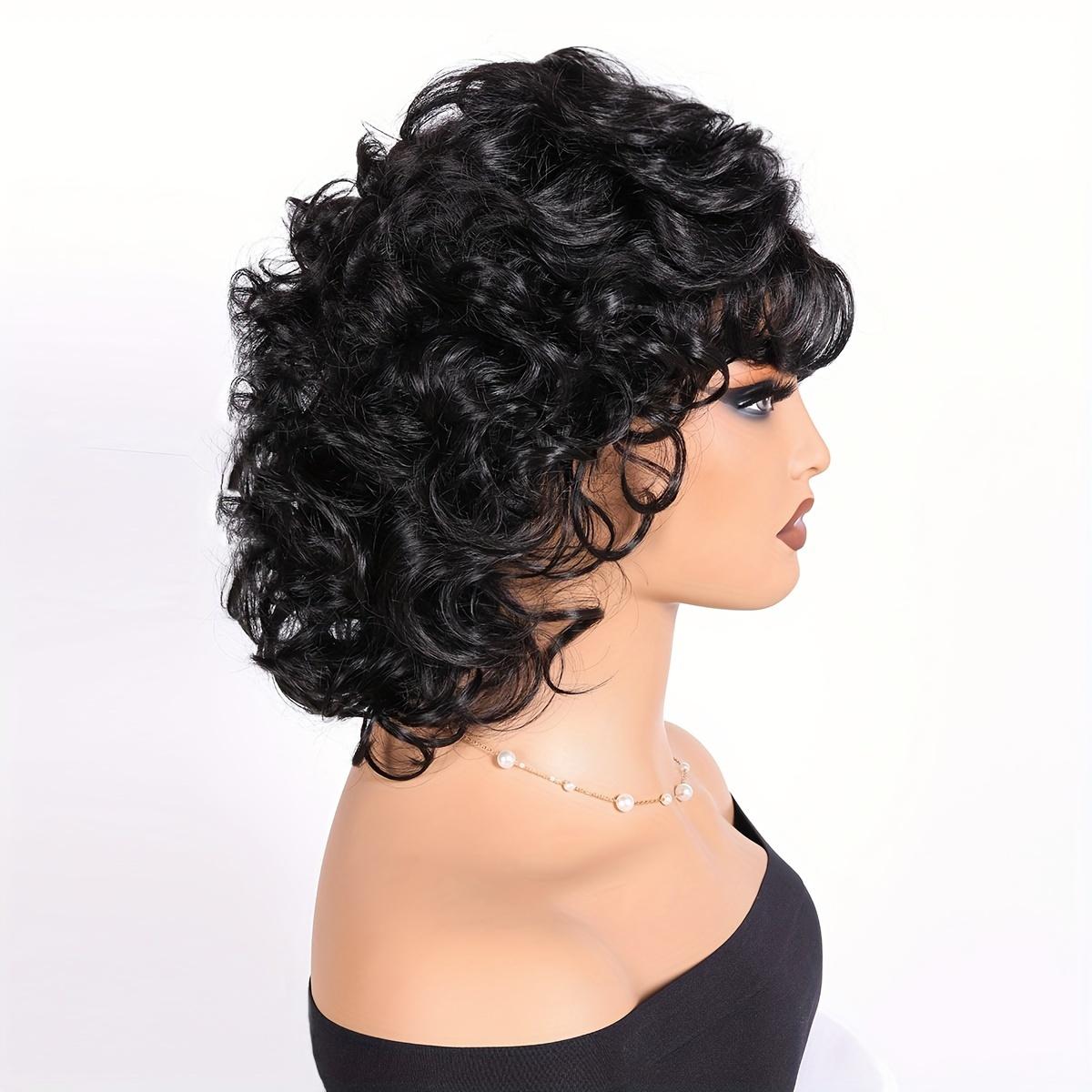 10-Inch Short Curly Wig with Side Bangs And Wavy Hair