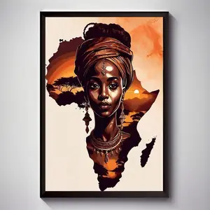 1pc Frameless Modern African Tribal Women Canvas Artwork Print, for wall decoration in living room, bedroom, office, dining room, bar, perfect gift and decoration, Canvas Prints