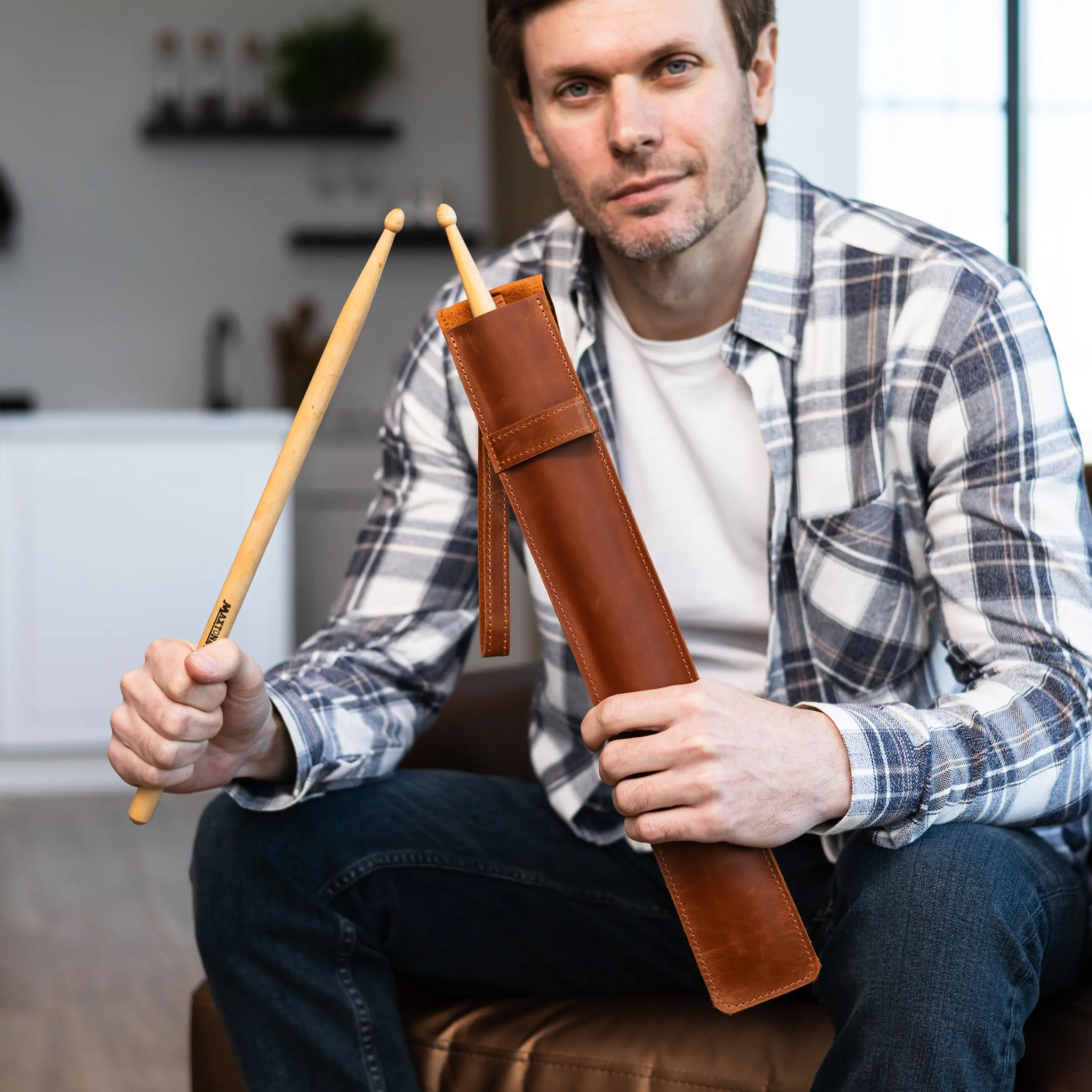 Custom leather drum stick bag, Leather drumstick holder, Personalized drumstick holder, Personalized drumstick case, Gift for drummer drum  kit
