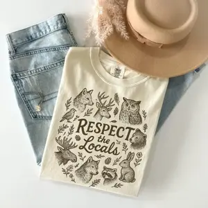 Comfort Colors National Park Vintage T-shirt, Respect The Locals Tee, Camping Tee, Gift For Camping Lover, Funny Animals, Top Nature Mom, Cotton Fabric