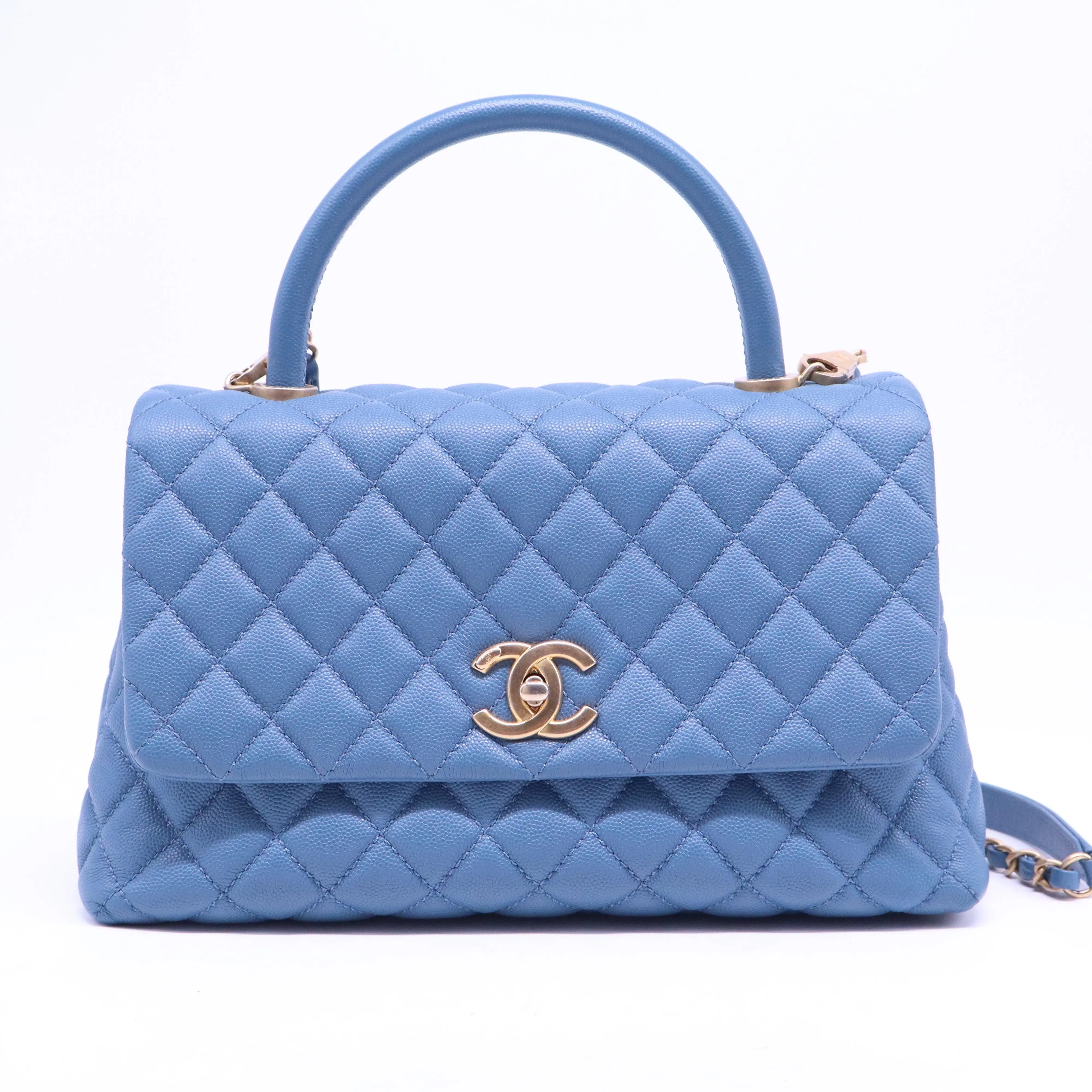 Pre-owned CHANEL Leather Shoulder Bags Coco Top Handle Bag Quilted Caviar Small B21129