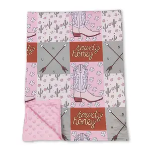 Pink Cactus Pattern Minky Print kids Blanket Pink Cactus Pattern Minky Print kids Blanket