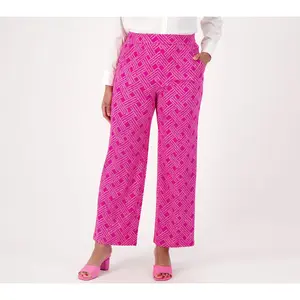 Isaac Mizrahi Live! Regular Silky Ponte Printed Pull-On Patio Pants
