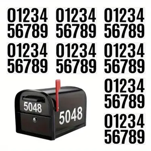 8 Sheets 4 Inch Self Adhesive 0-9 Vinyl Decals, Black Mailbox Digital Stickers, Waterproof Digital Signs Stickers For Mailboxes Automotive and Residential