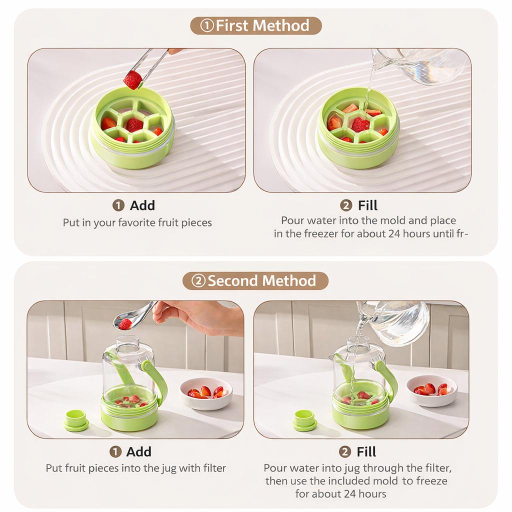 2-in-1 Ice Bottle with Built-in Cube Tray  No-Touch Ice Release Portable, Leak-Proof & Reusable,Portable Ice Water Bottle  Perfect for Gym, Travel & Outdoor  No-Touch Ice Tray Design