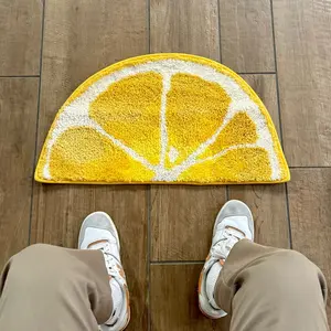 Habitatt Citrus Slice Rug for Home Decoration, Designer Rugs, Soft and Fluffy Rugs for Bedroom Living Room Bathroom, Mats Carpets, Home Essentials, Non-slip, Home Decor, Decorative Carpet for Home, Cozy Bedroom, Lemon Orange Rugs Oval
