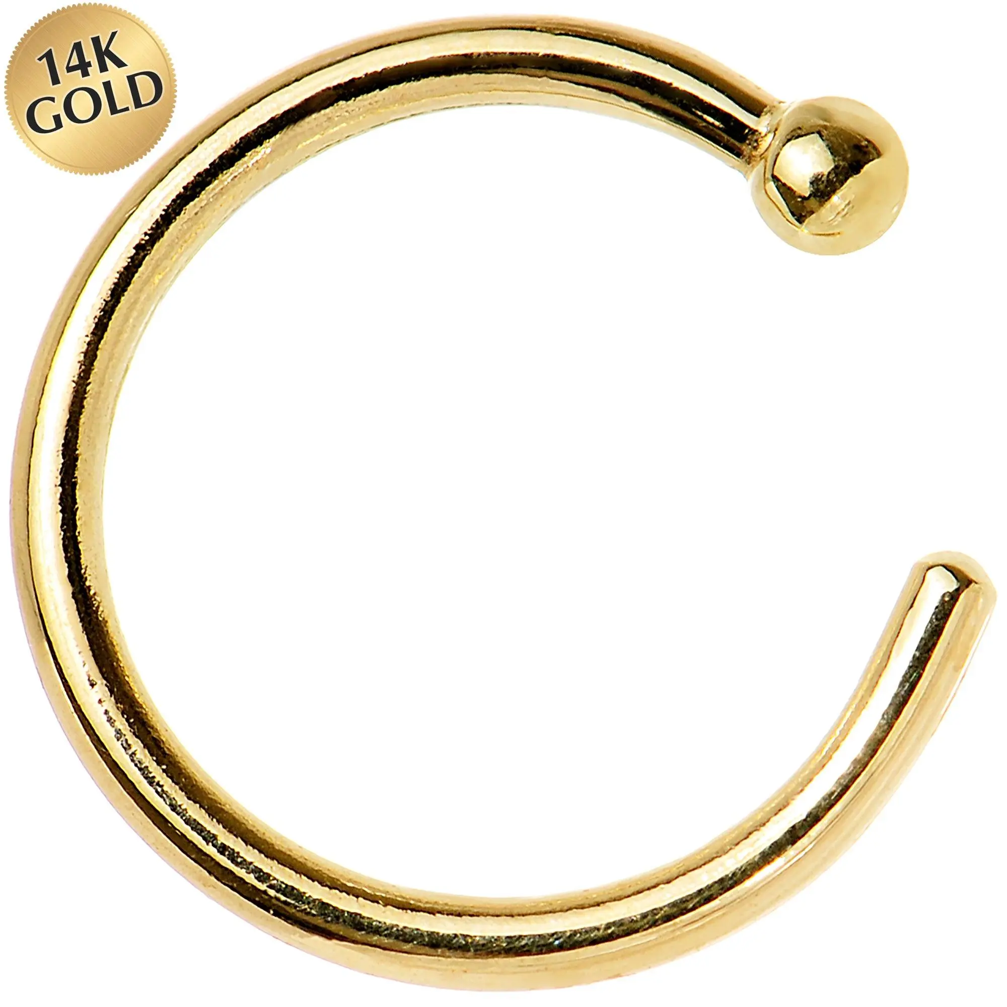 Body Candy 18 Gauge 5/16 Solid 14k Yellow Gold Nose Hoop - Handmade in USA hoop ring