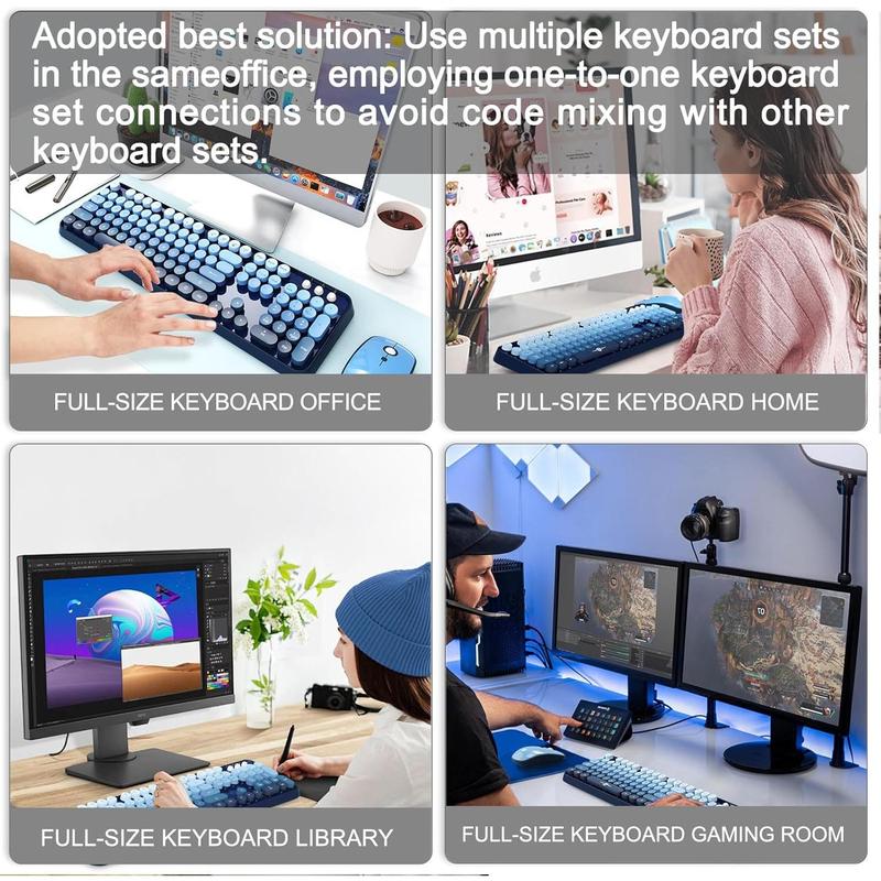 Wireless Keyboard and Mouse Combo 2.4G Full Size Cute Colorful Mouse with 104 Round Keys Retro Typewriter Keyboard for Laptop Windows PC Blue Gradient Wireless Keyboard and Mouse Combo 2.4G Full Size Cute Colorful Mouse with 104 Round Keys Retro Typewriter Keyboard for Laptop Windows PC Blue Gradient