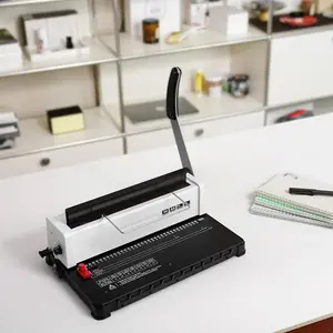 34-Hole Manual Coil Spiral Binding Machine – 120-Sheet Capacity with 100pcs 5/16'' Spines, Adjustable Margin (Fits Letter, A4, A5)