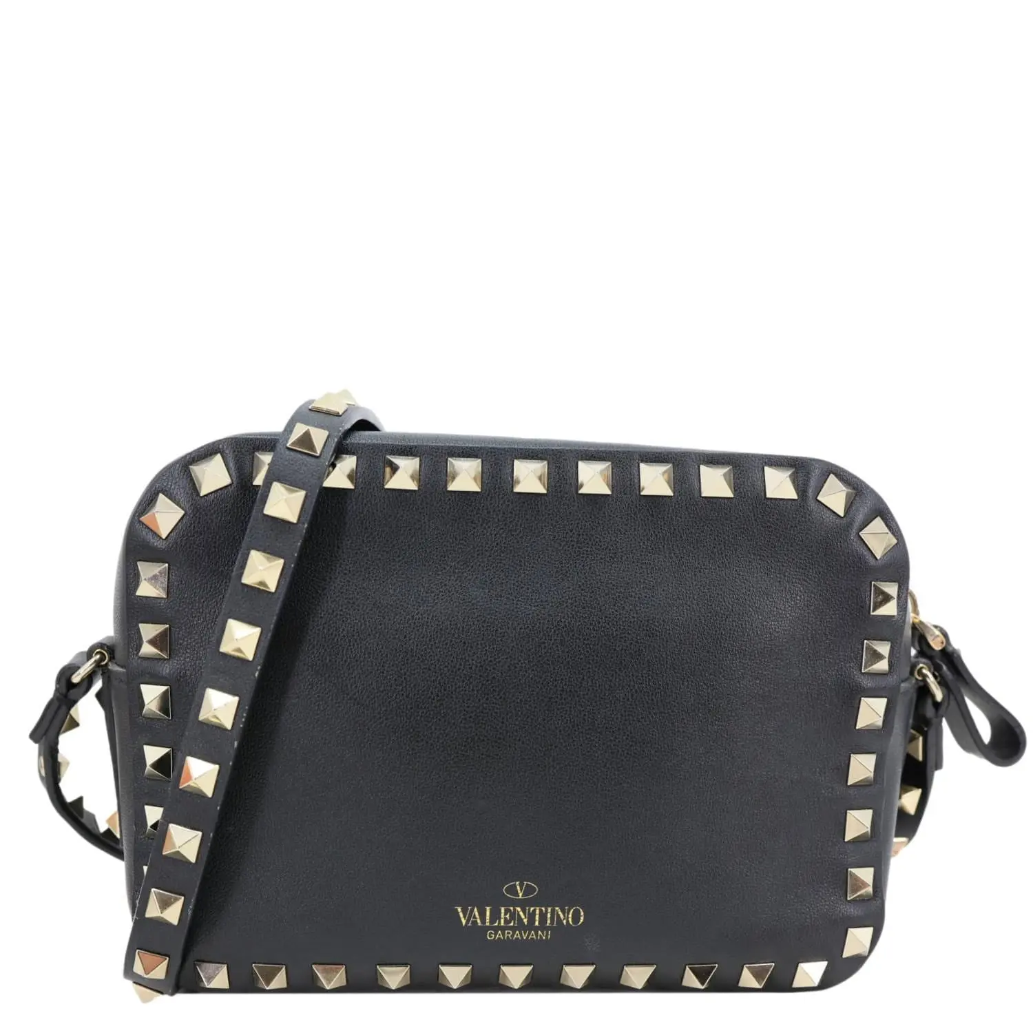 Pre-owned Valentino Leather Crossbody Bags Garavani Rockstud Small Smooth Crossbody Bag Black