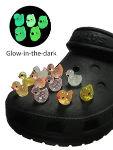 10 Duck Design Shoe Charms That Glow in the Dark, Fun and Fashionable Wooden Clogs Accessories for Kids and Adults, Decor, Shoe Decoration