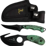 Elk Ridge 2-PC Fixed Blade Hunting Knife Set-Black Stainless Steel Skinner & Gut Hook Blades, ER-300CA,7-Inch/6.5-Inch Overall