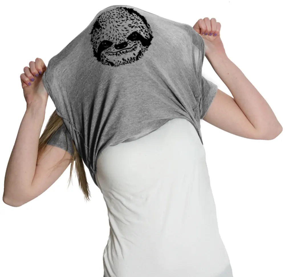 Womens Ask Me Why I'm Lazy T Shirt Funny Flipup Sloth Zoo Animal Slim Fit Tee Funny Womens T Shirts Cute Vintage Fashion Casual Ladies T-Shirt Gift Flip Tops for Women Funny Animal Top Women's Novelty Tees Light Grey