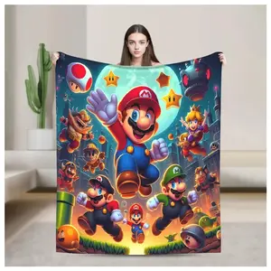 3D Super M-Marios Bros Cartoon  Warm Soft Blanket  Travel Plush Throw Blanket Novelty Bedroom Flannel Bedspread Sofa Bed Cover It is an excellent gift for children, family and friends