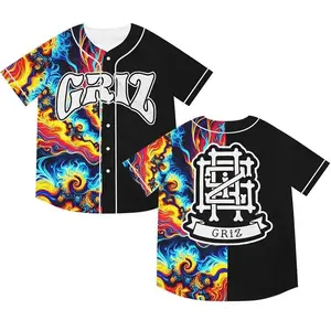Griz Colorful Acid Trip Baseball Jersey EDM Music Shirt, EDM Festival Family Gift, Unisex Breathable Men's Jersey, 420 Lover Graphic Shirt, Gift For Baseball Fan EDM Electronics Music