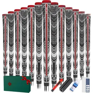 Corded Natrual Rubber Golf Grips 13 Pack,  Rib Improved Control Multi-compound Hybrid Golf Club Grips with 15 count Tapes or Full Kits