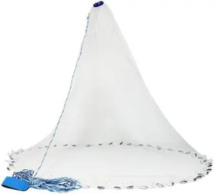 Saltwater Freshwater Cast Net 6.5ft Radius with 3/8" Mesh, Heavy Duty Steel Weights, Bait Trap Fishing Throw Net