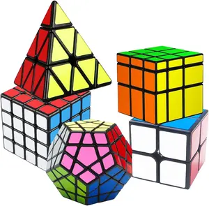 Speed Cube Set, Puzzle Cube, Magic Cube 2x2 4x4 Pyraminx Pyramid Megaminx Fenghuolun Puzzle Cube Toy Gift for Children Adults, Pack of 5