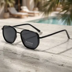 Trendy Geometric Polarized Sunglasses Double Beam Sun Protection Fall Outfits