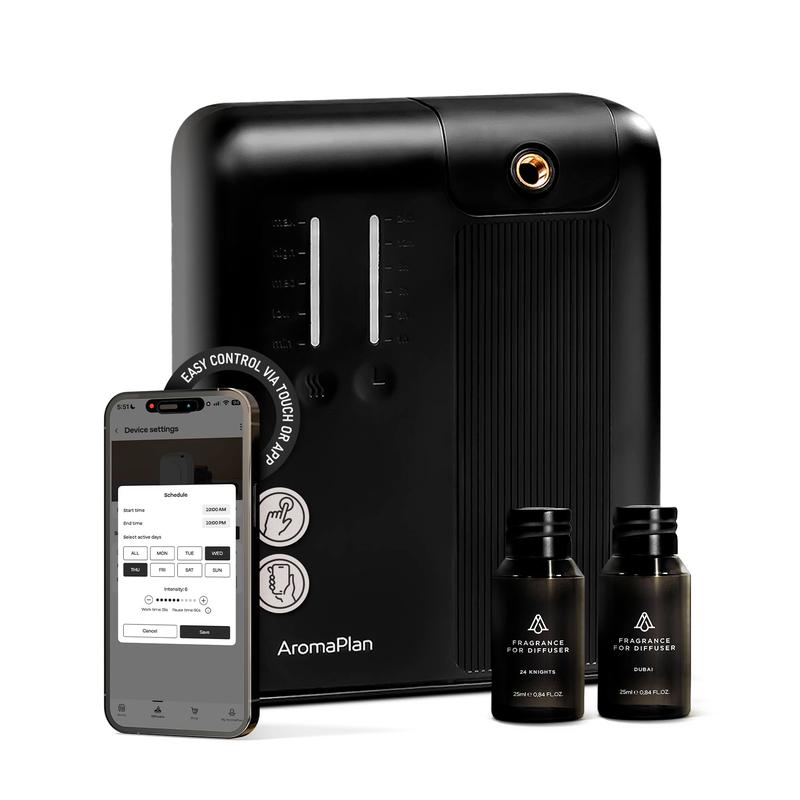 AromaPlan Pro Smart DAP Waterless Diffuser - Black, 2 Diffuser Oils Included, 2000 Sq Ft Coverage, Home Room Appliance, Diffusers, Diffuser For Home