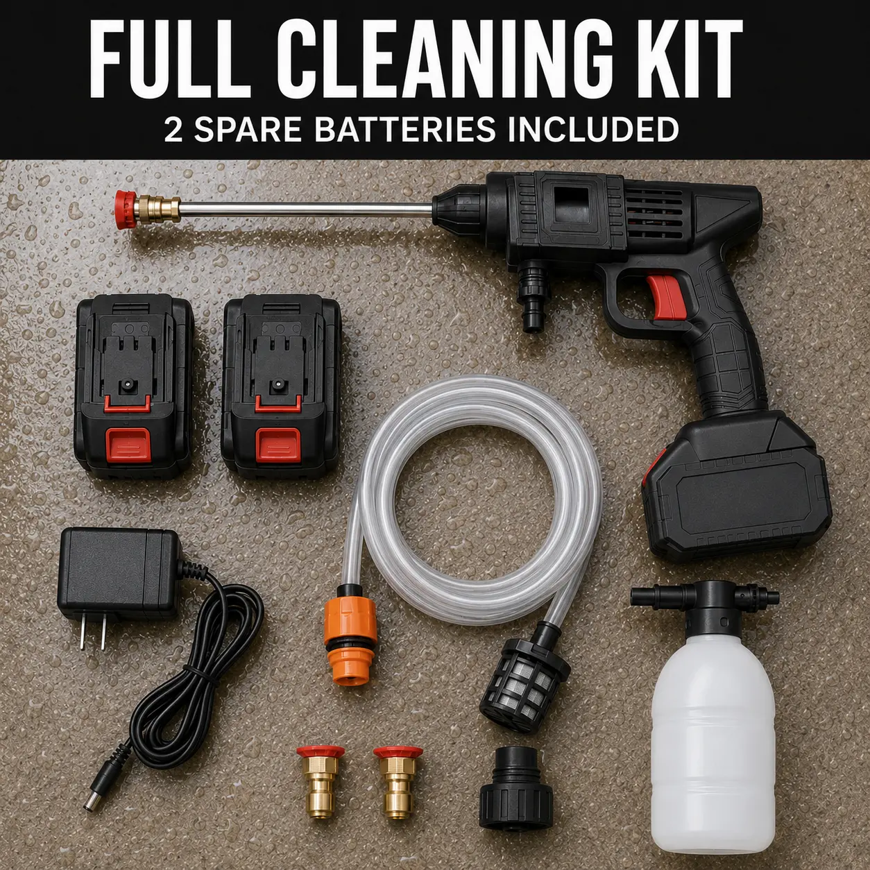 Cordless Portable Pressure Washer - Heavy Duty Cleaning Cordless Power Washer with Long-Lasting Battery, Car Wash Equipment for Home, Car, Doors, Fences, Boats, Ideal Christmas Gift for Men