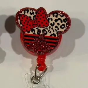 Interchangeable Leopard Print Minnie Mouse Badge Reel