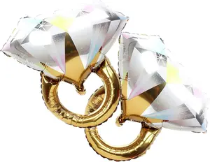 Diamond Ring Aluminum Balloon,Wedding Bridal Shower Marriage Engagement Party Supplies 2Pcs