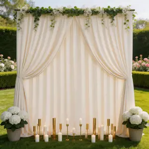 Ivory Backdrop Drapes 5ft x 10ft 4 Pcs, Soft Fluid Polyester Curtains with Gentle Drape for Wedding Ceremony, Engagement, Birthday, Baby Shower, Photography Decor