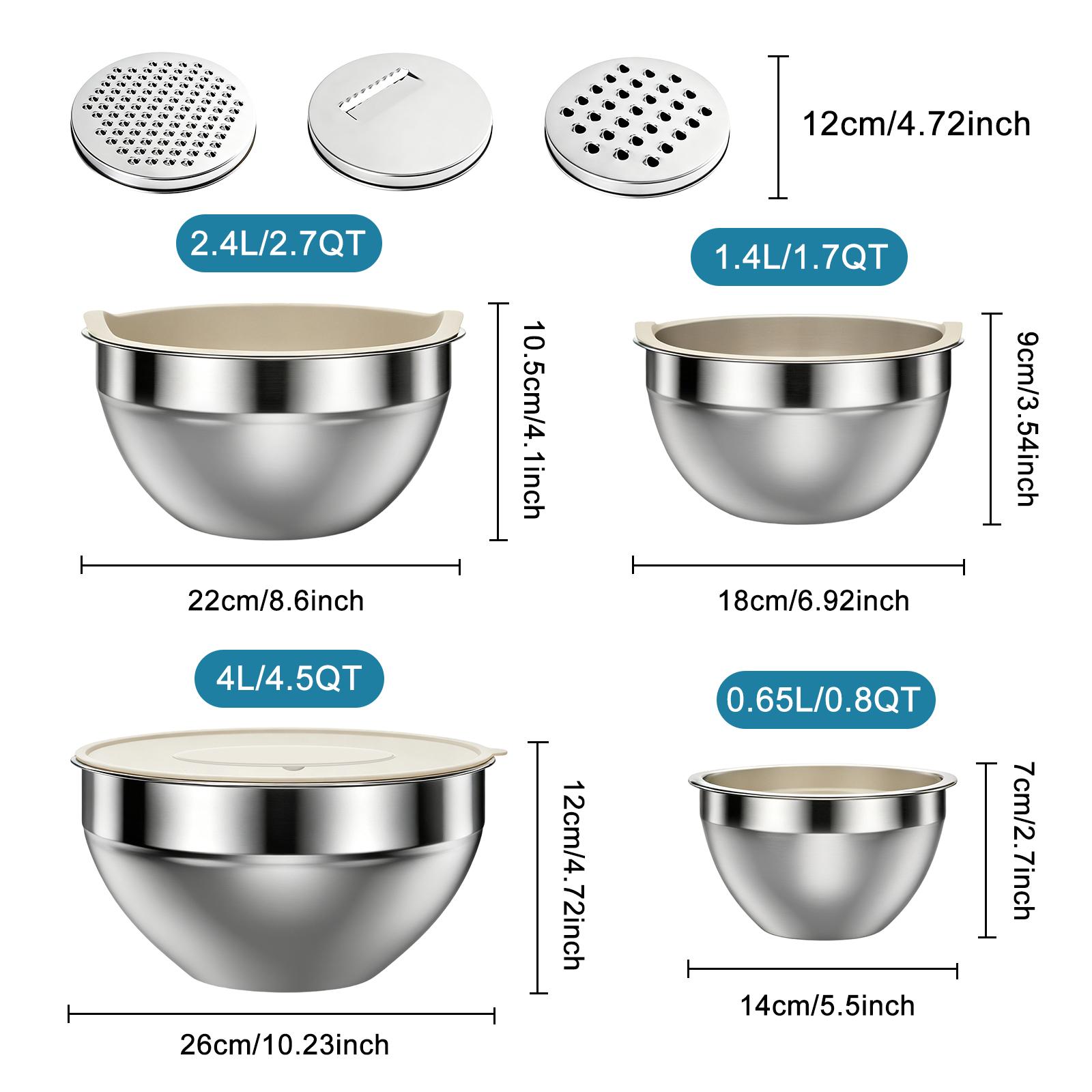 6 Piece Mixing Bowl with Lids Set,Stainless Steel Storage Bowls Kitchen,3 Grinder Attachments,Tableware Food Organizer Nesting Bowls Cooking Baking Airtight Kitchenware 6 Piece Mixing Bowl with Lids Set,Stainless Steel Storage Bowls Kitchen,3 Grinder Attachments,Tableware Food Organizer Nesting Bowls Cooking Baking Airtight Kitchenware