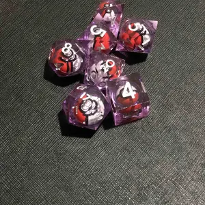 Rotating Eye Dnd Dice Set, 7 Piece Liquid Core Polyhedral Dice for Dungeons & Dragons Rpg, Resin Sharp Edge D&d Dice