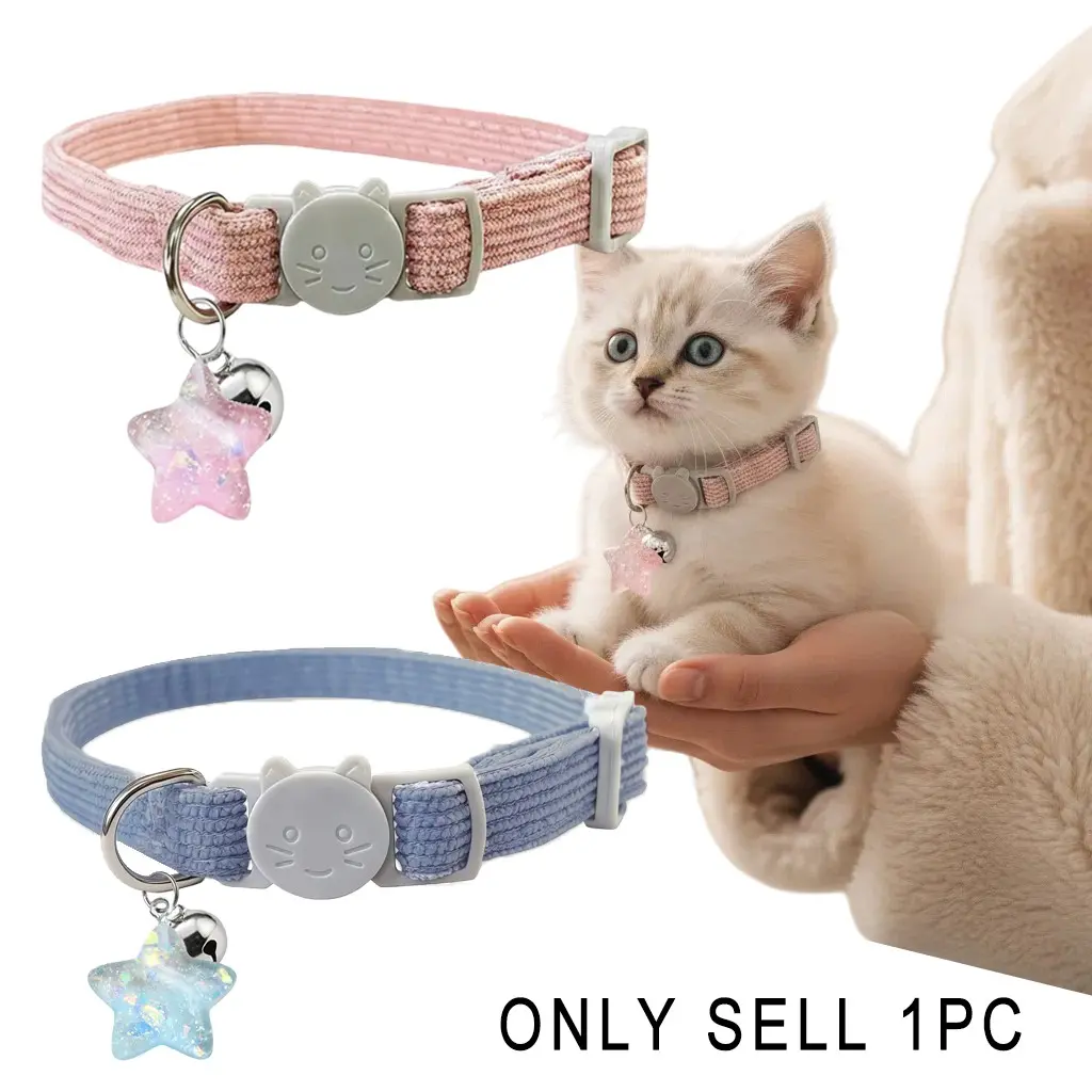 Adjustable Star Charm Cat and Kitten Collar Harnesses, Universal Fit for Small-Medium-Large Cats, Safe Detachable Buckle, Perfect Pet Gift, Leads
