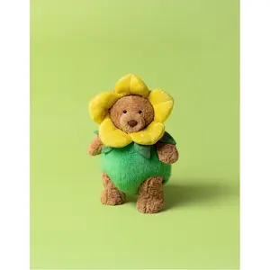 Limited Spring and Autumn New Product Barcelona Bear Narcissus Flower Set Plush Toy Doll Sunflower Doll Cute Plush Doll Soothing Plush Toy Birthday Gift