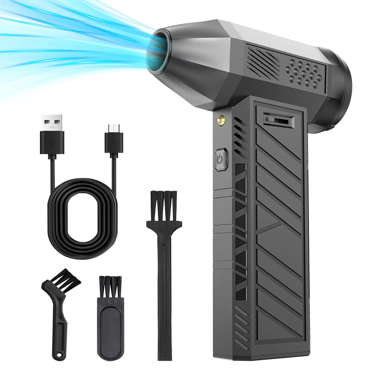 Compressed Air Dust Brushless Electric Fan, Mini Powerful Cordless Rechargeable Battery Spray Dry Portable Turbine Cleaner, Handheld Cordless Battery Powered Blower