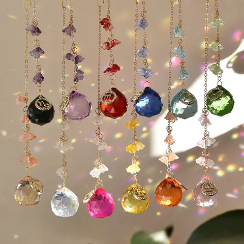 12 Zodiac Glass Bead Suncatcher for Windows, Astrology Beaded Sun Catcher Ornament, Handmade Rainbow Prism Suncatcher Decor, Horoscope Birth Sign Celestial Home Decor, Zodiac Gift for Women