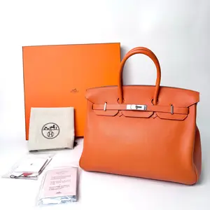 Pre-owned HERMÈS Birkin 35, Orange H Togo Leather, Silver Hardware Handbag, 2009, Approx. 35cm Base Length, Serial No. N23511780