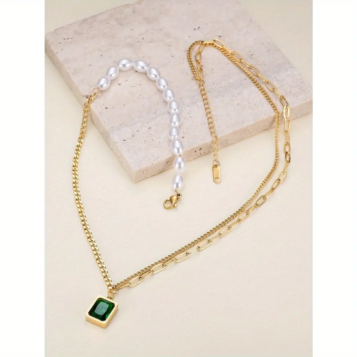 Elegant French Style Beaded Necklace with Imitation Pearl & Zircon Pendant for Daily Wear, Banquets, and Holiday Gifting, Daily Wear Necklace, Elegant Beaded Necklace