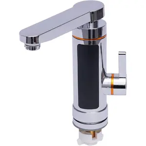Instant Tankless Electric Water Heater Faucet, Electric Kitchen Bathroom Fast Heating Tap, LED Digital Display, for Kitchen Bathroom Big Under Bend, 110V