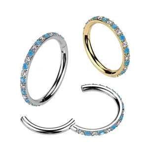18G/16G Turquoise Clicker Hoop • Cartilage Hoop • Nose Ring • Septum Clicker • Daith Ring • Hinged Segment • Helix Earring • Gold • Silver