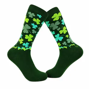 Women's Lucky Shamrock Socks Funny St Patricks Day Irish Novelty Crazy Fun Funny Graphic Socks Comfortable Fitted Spandex Cotton