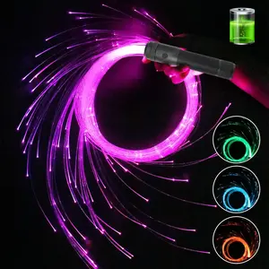 6ft Rechargeable LED Fiber Optic Whip, 360 Swivel 36 Mode Effects Super Bright Light Up Dance Rave Toy Great for Raves Parties, Light Shows, EDM Pixel Whip Flow Lace Dance Festival