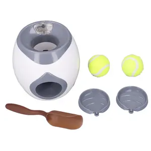 Interactive ball-throwing device—a fun toy for dogs that can entertain themselves with a rolling ball; also functions as a dog feeder; an indoor and outdoor boredom-relief and brain-teasing toy for dogs.